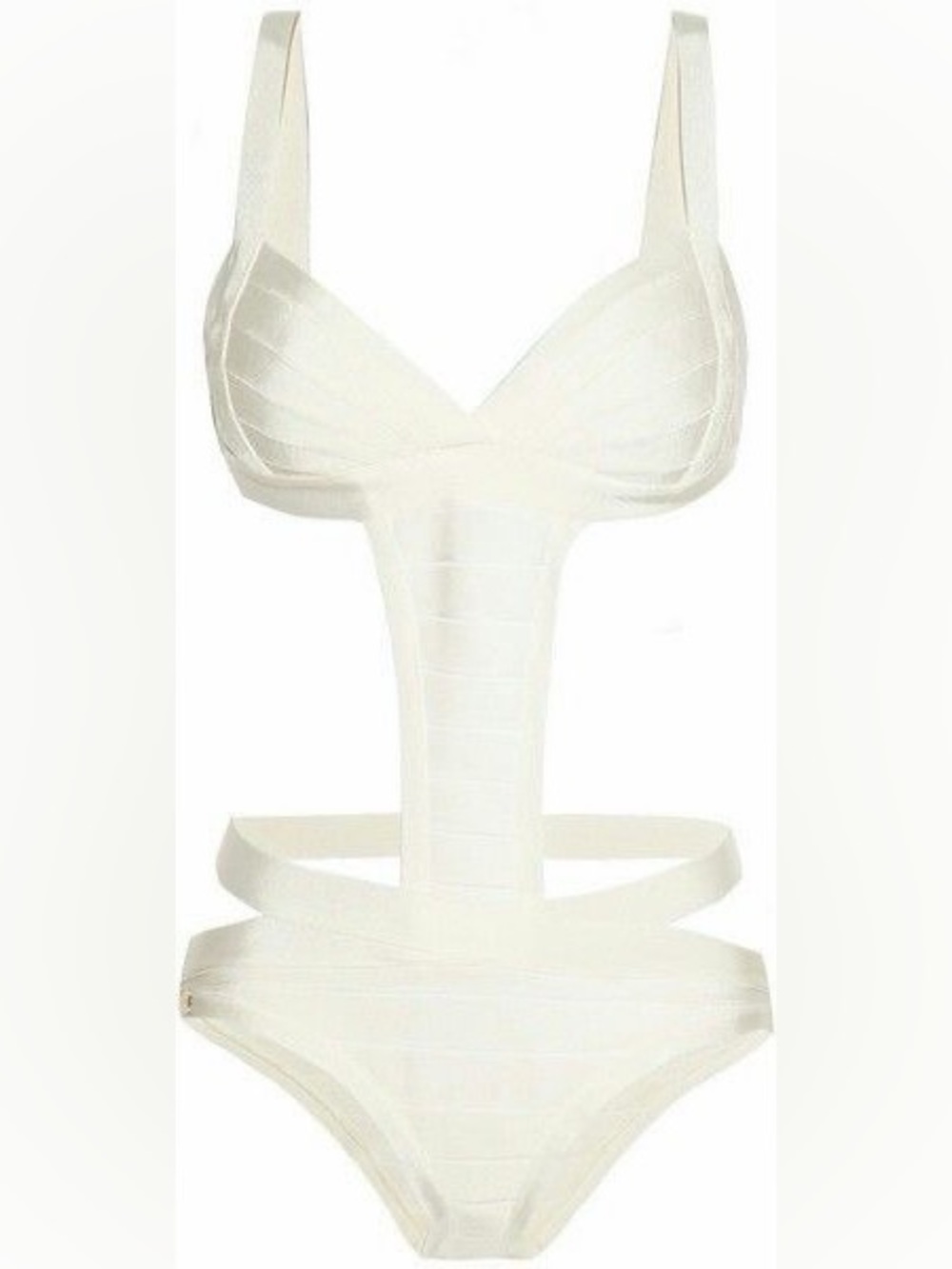 HERVE LEGER SWIM White Bandage One-Piece Cutout Monokini
